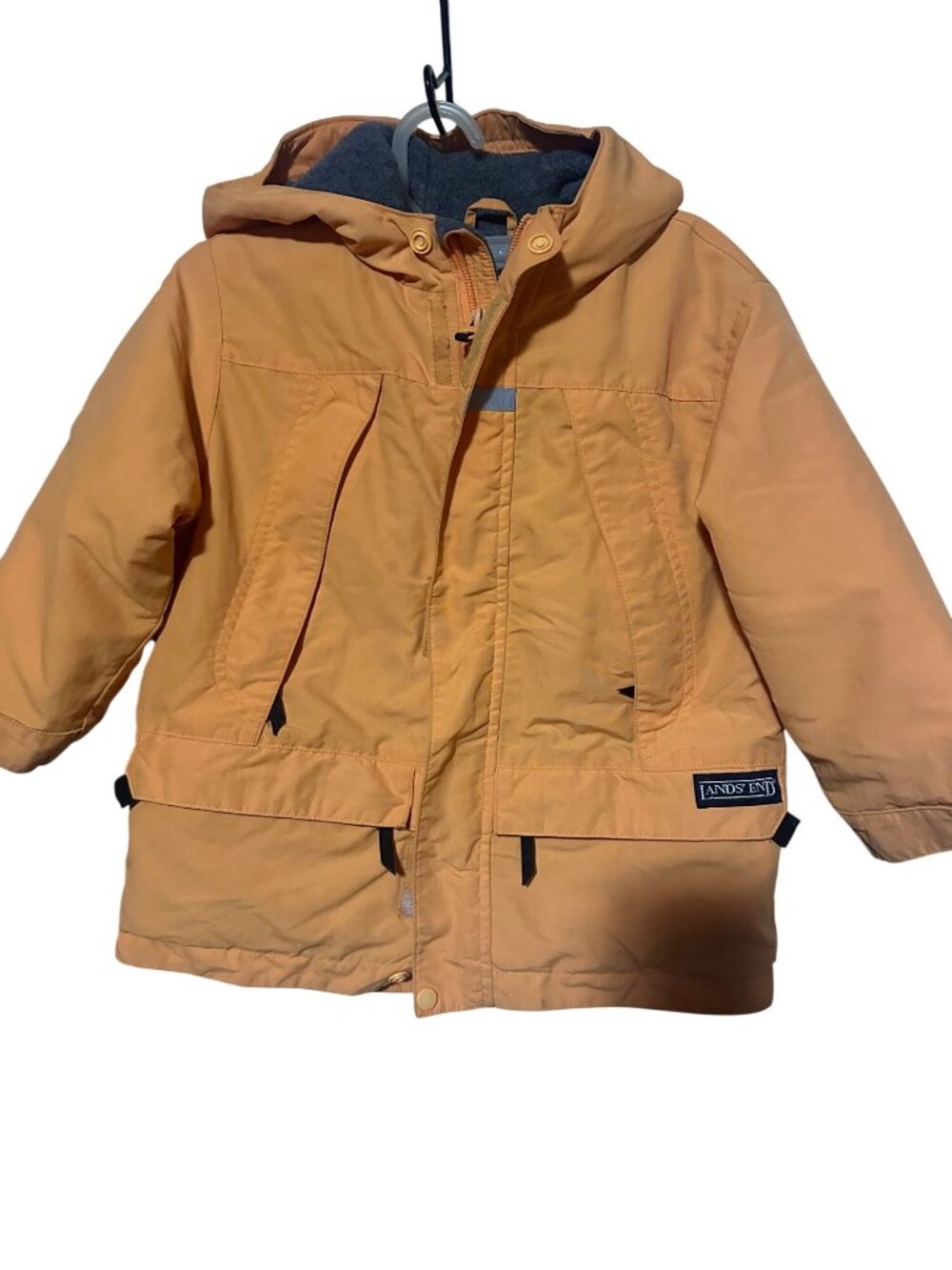 Lands' End yellow hooded zip Polartec coat size S4